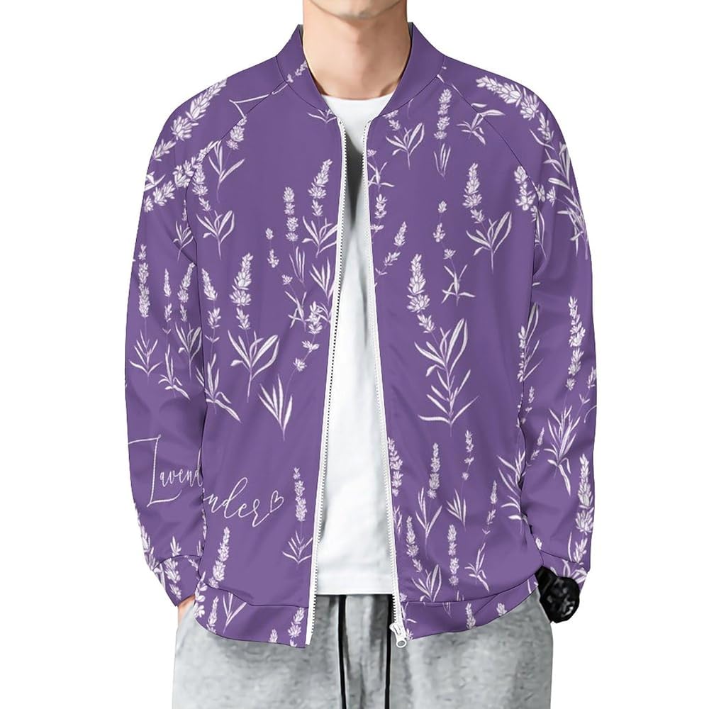 Amazon.com: TZTTZT Jackets for Men - Lavender Flowers Purple